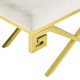 Cream Velvet Gold Greek Key Design Ottoman Footstool 