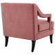 Blush Dusty Rose Velvet Sloping Cut Out Arm Chair