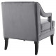 Grey Velvet Sloping Cut Out Arm Chair