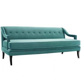 Teal Velvet Sloping Cut Out Arm Sofa