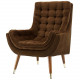 So Comfortable Tufted Brown Velvet Lounge Chair