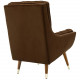 So Comfortable Tufted Brown Velvet Lounge Chair