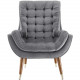 So Comfortable Tufted Grey Velvet Lounge Chair