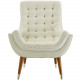So Comfortable Tufted Ivory Cream Velvet Lounge Chair