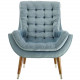 So Comfortable Tufted Soft Blue Velvet Lounge Chair