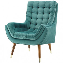 So Comfortable Tufted Velvet Teal Lounge Chair