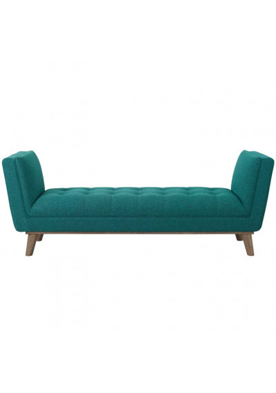 Teal Green Fabric High Arm Mid Century Bench