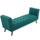 Teal Green Fabric High Arm Mid Century Bench