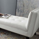 White Faux Leather High Arm Mid Century Bench