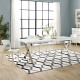 White Top Silver X Frame Base Dining Table