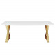 White Top Gold X Frame Base Dining Table
