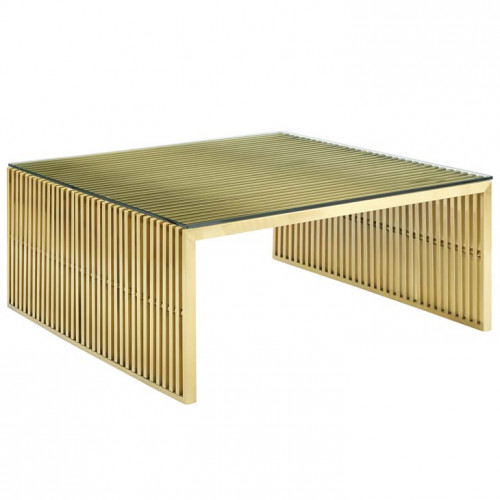 Gold Staple Glass Top Coffee Table