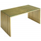 Gold Staple Glass Top Desk Dining Table