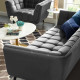 Mid Century Deep Tufted Grey Velvet Sofa