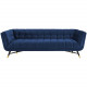 Mid Century Deep Tufted Blue Velvet Sofa