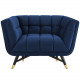 Mid Century Deep Tufted Blue Velvet Lounge Chair