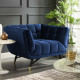 Mid Century Deep Tufted Blue Velvet Lounge Chair