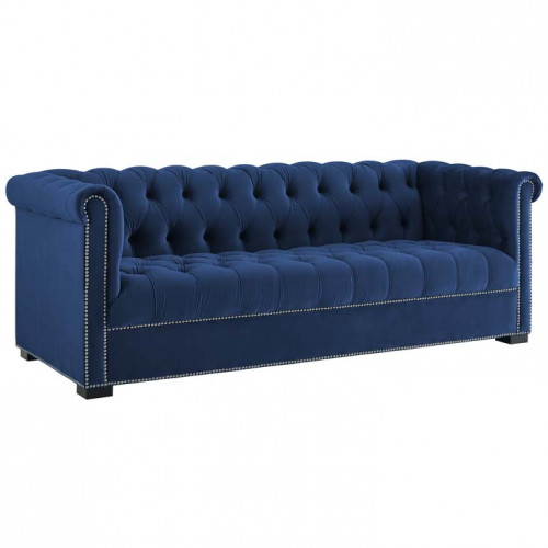 Blue Navy Velvet Tufted Chesterfield Style Sofa