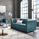 Sea Blue Velvet Tufted Chesterfield Style Sofa