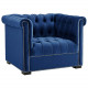 Blue Navy Velvet Tufted Chesterfield Style Chair