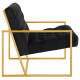 Black Tufted Velvet Square Box Gold Frame Arm Chair
