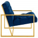 Blue Navy Tufted Velvet Square Box Gold Frame Arm Chair
