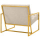 Beige Fabric Tufted Square Box Gold Frame Arm Chair