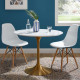 White Top Gold Base Mid Century Round Dining Table