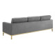 Tufted Grey Velvet & Gold Base Mid-Century Sofa  