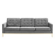 Tufted Grey Velvet & Gold Base Mid-Century Sofa  
