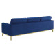 Tufted Blue Velvet & Gold Base Mid-Century Sofa