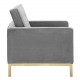 Grey Velvet Tufted Mid Century Modern Gold Leg Lounge Chair