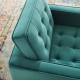 Teal Green Velvet Tufted Mid Century Modern Gold Leg Lounge Chair