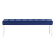 Blue Faux Leather Tufted Stainless Steel Leg Bench