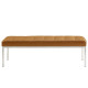 Tan Faux Leather Tufted Stainless Steel Leg Bench