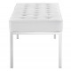 White Faux Leather Tufted Stainless Steel Leg Bench