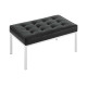 Black Mid Size Faux Leather Tufted Stainless Steel Leg Bench
