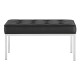 Black Mid Size Faux Leather Tufted Stainless Steel Leg Bench