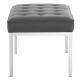 Grey Silver Mid Size Faux Leather Tufted Stainless Steel Leg Bench