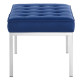 Blue Mid Size Faux Leather Tufted Stainless Steel Leg Bench