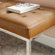 Tan Mid Size Faux Leather Tufted Stainless Steel Leg Bench