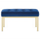 Blue Button Tufted Velvet & Gold Linear Base Medium Bench