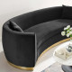 Black Smooth Velvet Curved Sofa 