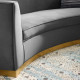 Grey Smooth Velvet Curved Sofa 