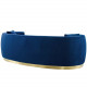Blue Smooth Velvet Curved Sofa 