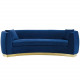 Blue Smooth Velvet Curved Sofa 