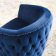 Blue Velvet Back Tufted Barrel Shaped Swivel Chair