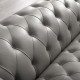 Button Tufted Leather Upholstered Grey Chesterfield Armchair  
