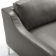 Sleek Modern Grey Leather & Stainless Steel Loveseat  