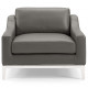 Sleek Modern Grey Leather & Stainless Steel Armchair